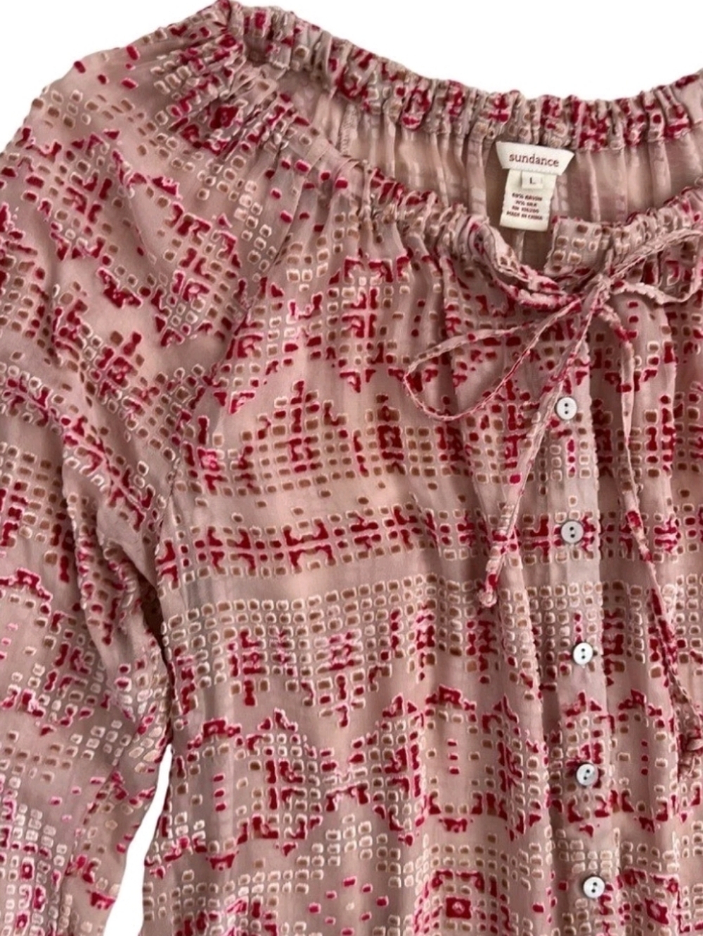 SUNDANCE Boho Silk-Blend Burnout Blouse - LG - NWOT - Picture 8 of 16